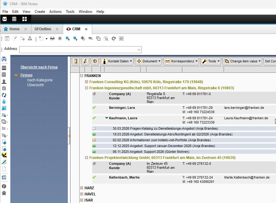 Screenshot of the HCL Notes view before conversion